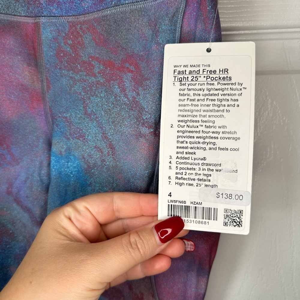 Lululemon Fast and Free HR Tight 25” with Pockets Hazy Afterglow Multi - Picture 9 of 13